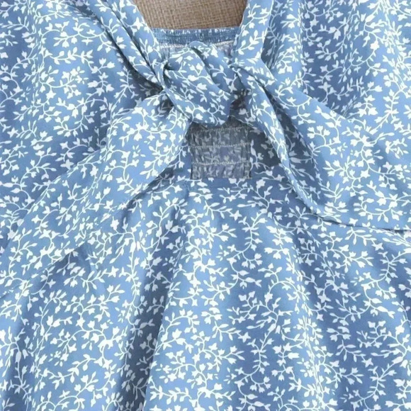 Multicolor Boho Full Print Plant Pattern Tie Front Cami Top - Picture 3 of 5